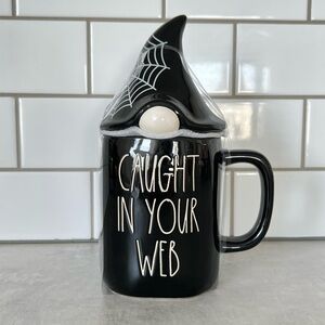 🆕 Rae Dunn Caught in your Web Witch Hat & Spider Web Magenta Halloween Mug